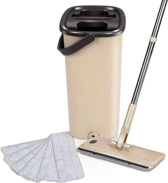 Set di aspirapolvere e pennello, insieme a due camere con aspirapolvere a pavimento piatto per uso umido e asciutto, 6 pad in plastica riciclabili inclusi per pulizia del pavimento