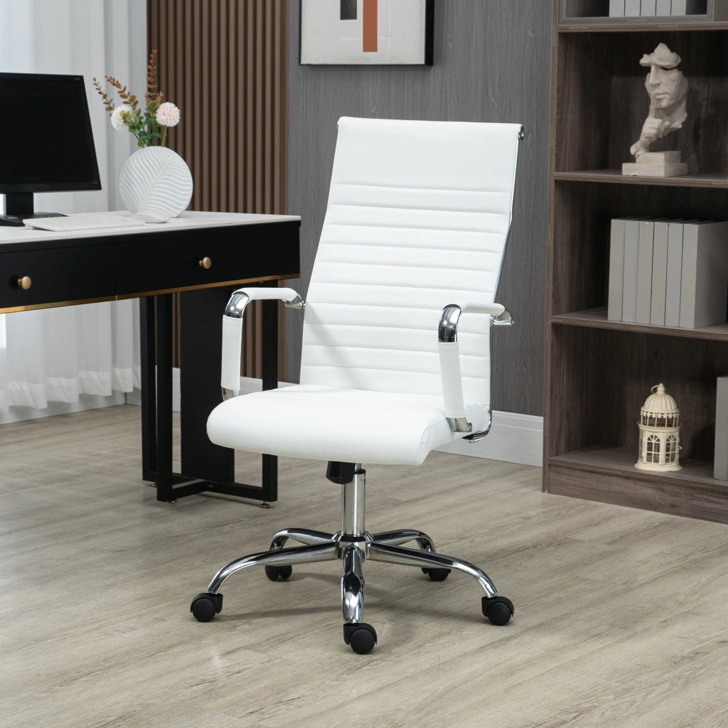 Sedia da ufficio ergonomica con braccioli ¨C zephmum ¨C regolabile in altezza, imbottita, bianco