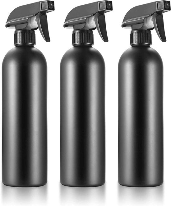 Set di 3 Sprayflessen 500ml in Nero - Aspiratore per Capelli e Spray d'Acqua per Uso in Salone e a Casa