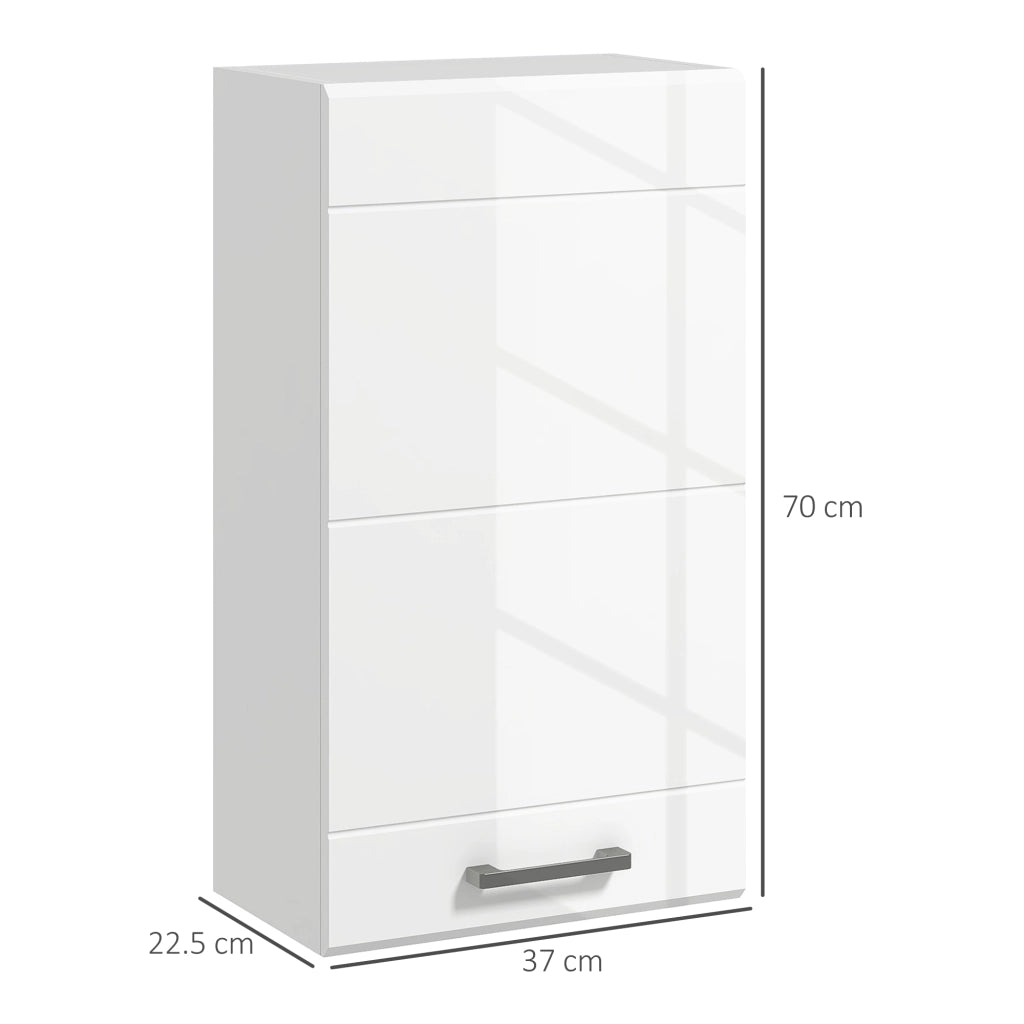 EasyComfort Mobiletto Bagno in MDF a Muro con 3 Ripiani e Ripiano Superiore Regolabile, 37x22.5x70 cm, Bianco