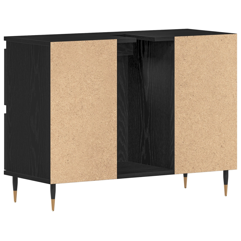 Mobiletto per lavandino da bagno  Nero Rovere 80x33x60 cm Legno ingegnerizzato