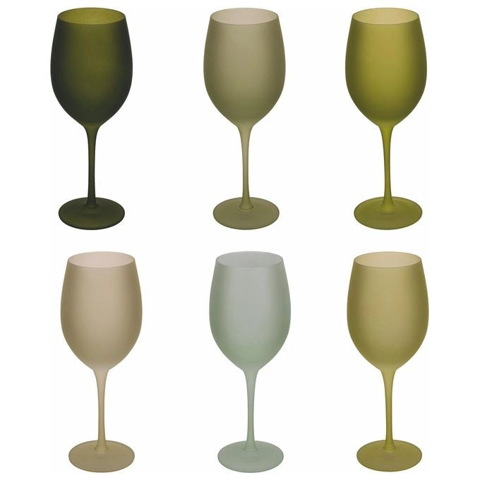 Villa d'Este Home Tivoli 5917940 Happy Hour Set 6 Calici in Vetro Effetto Ghiaccio 650 ml colore Verde