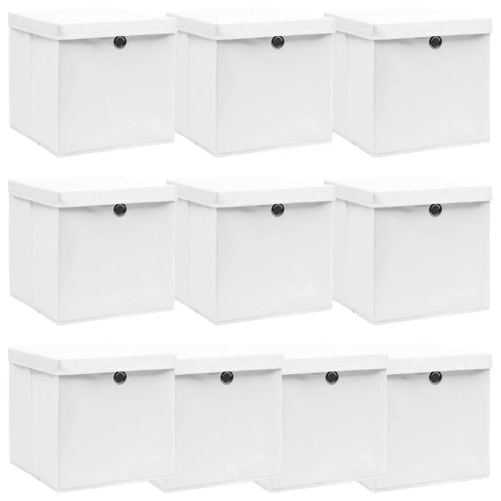 Scatole con Coperchi 10 pz Bianche 32x32x32 cm in Tessuto cod mxl 52383