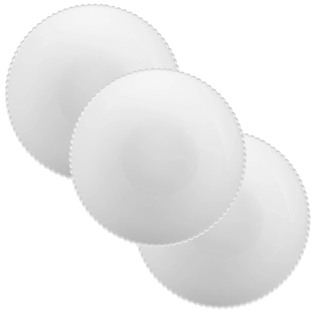 Set di 3 ciotole da insalata KADAX in vetro da 15 cm per zuppe e snack, bianche, scanalate.