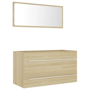 Set Mobili da Bagno | Armadio da bagno 2 pz Rovere Sonoma in Legno Multistrato