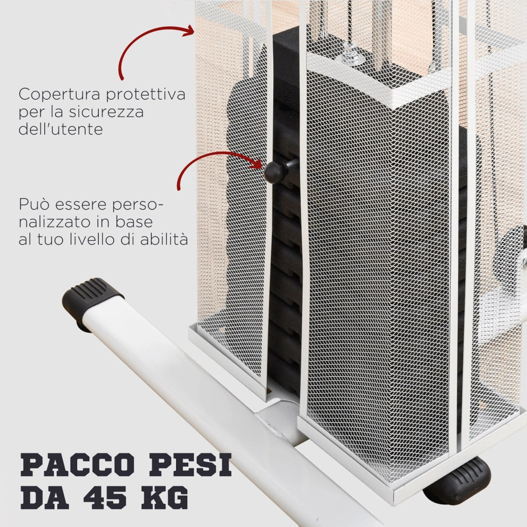 Letto a Soppalco con Scrivania e Scaffale ¨C zephmum ¨C Bianco in Acciaio e Tessuto 150x110x210 cm