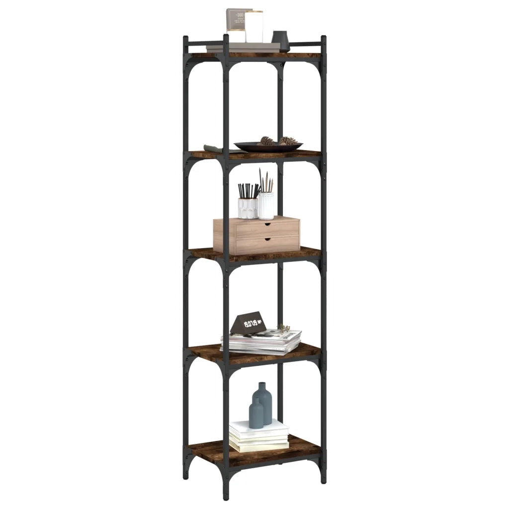 Libreria a 5 Ripiani-Scaffale per Libri-Mobile di Stoccaggio Rovere Fumo 40x30x154 cm Legno Multistrato