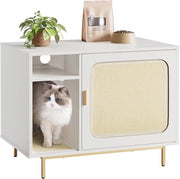Sbarra per gatti per interni con tavolo supplementare 80 × 50 × 61 cm Bianco e Oro