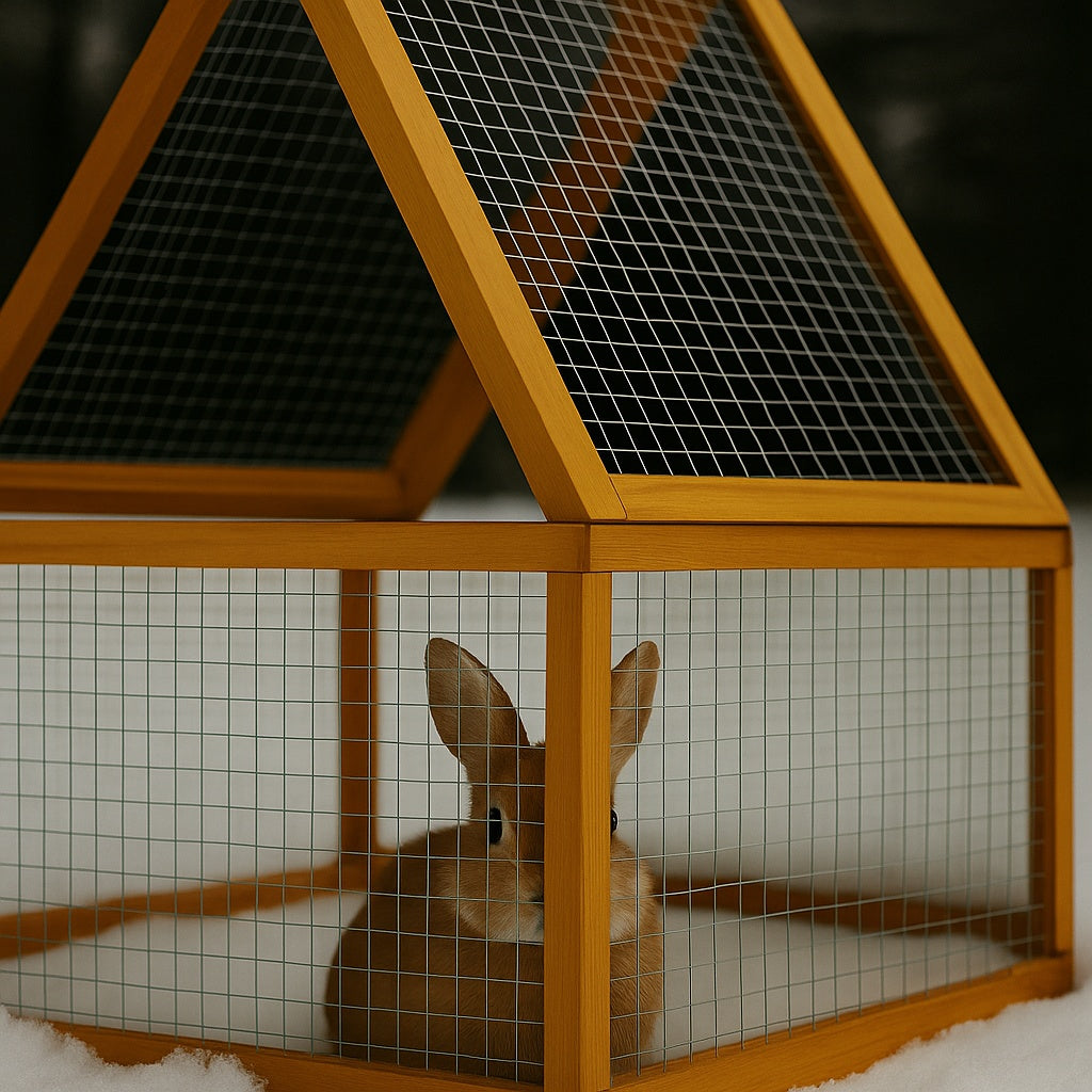 Recinto da esterno in legno quadrato con copertura conigliera per piccoli animali