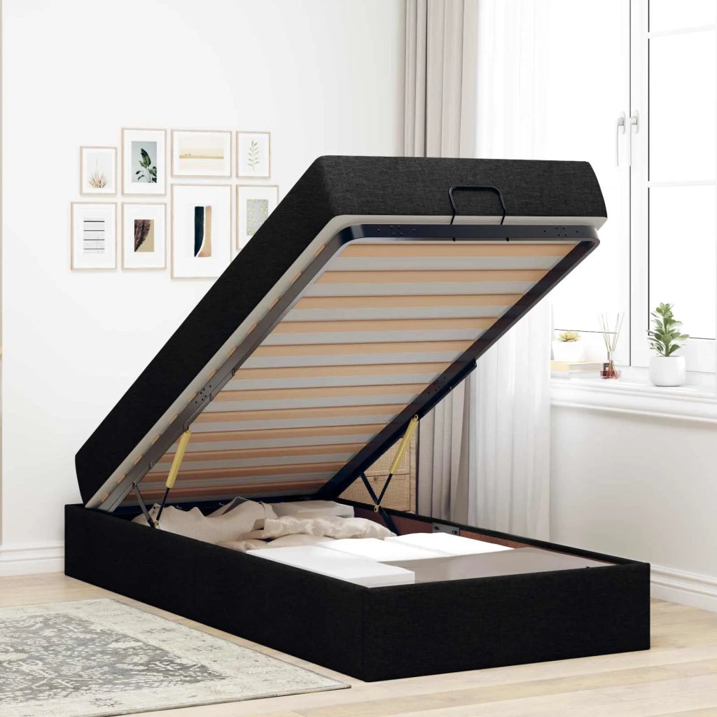 Struttura letto con materasso con materasso 2 pcs Nero Tessuto
