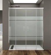 Box doccia frontale BASIC 2 fissi + 2 scorrevoli 190 cm (100+100) cromo lucido vetro Frost Plus