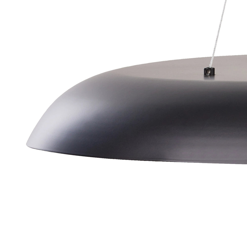 Lampada a sospensione moderna ad anello LED integrato forma rotonda in metallo nero stile moderno glamour