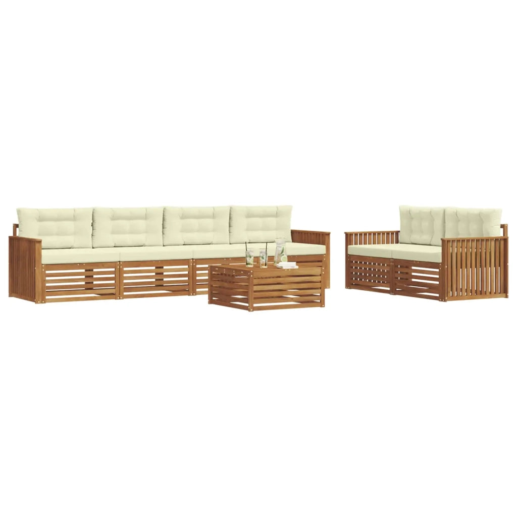 Set di divani da esterno con cuscino 7 pcs Naturale e Crema 3373055