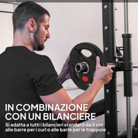 Set Dischi Pesi Palestra 2x5kg Foro 5 cm in Acciaio Rivestiti in Plastica Nero