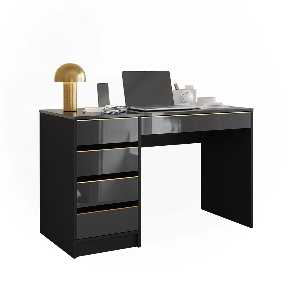 Vicco Scrivania Nero lucido 55 x 120 cm con cassetti