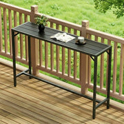 Outdoor Bar Table, 120 x 38 x 98 cm, Tavolo da Giardino Cortile con Piano Impermeabile, Tavolo da Bar Alto con Piedini Regolabili, adatto per Terrazza, Bordo Piscina, Soggiorno, Nero
