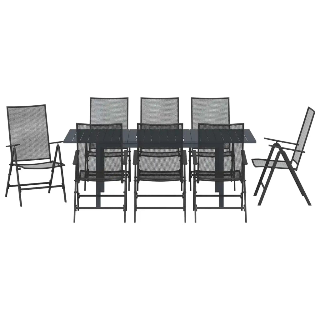 Set da Pranzo per Giardino 9 pcs Antracite Acciaio 3378835