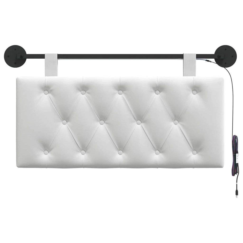 Testiera sospesa Con luce LED Bianco Tessuto