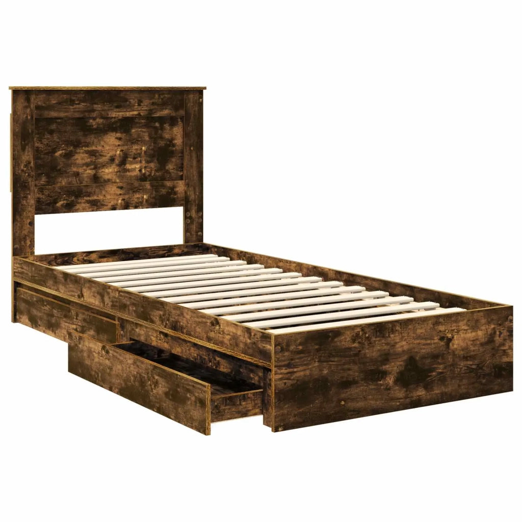 Letto con Contenitore Rovere fumé 75 x 190 cm Legno multistrato