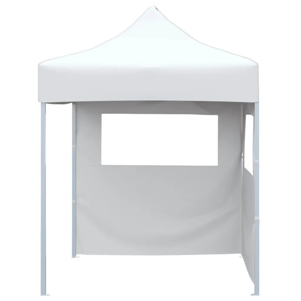 Gazebo Pieghevole Professionale 2 Pareti 2x2m Acciaio Bianco
