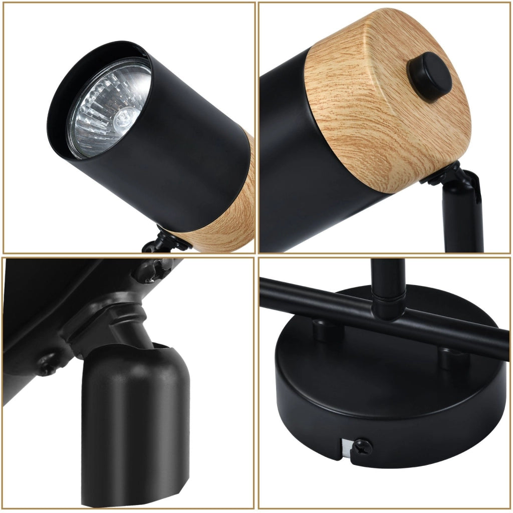 ZMH Lampada da soffitto a sospensione 3 fiamme legno GU10 orientabile 330° per camera letto
