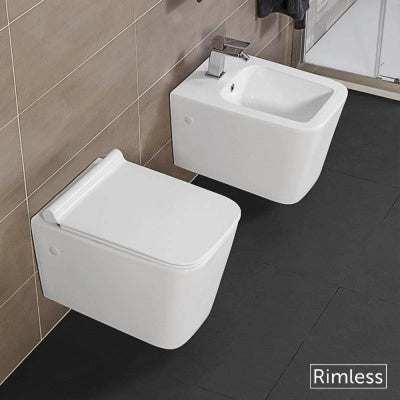WC sospeso Rimless serie Malaga bianco lucido in ceramica