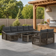 Set Divano da Giardino 10 pz Grigio e Grigio Scuro polyrattan 3437309