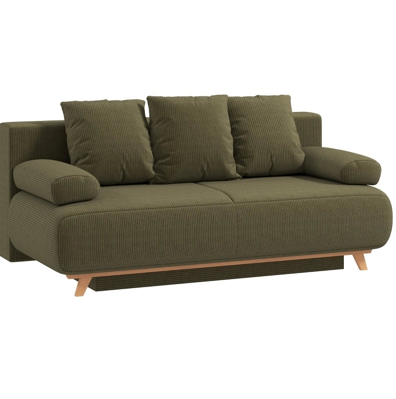 Divano letto 188x100x84 cm verde scuro con contenitore integrato –