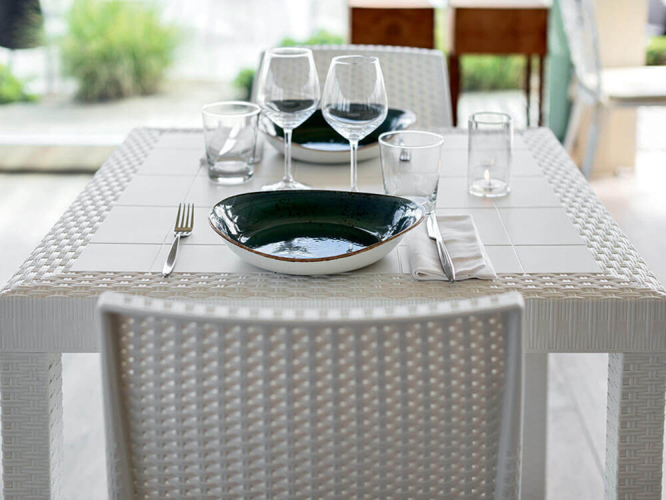 Sedia da Giardino Virginia 47x59x86 h cm in Wicker Bianco