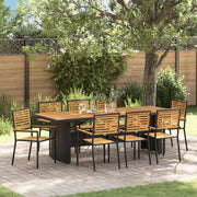 Set da Pranzo da Giardino 9 Pezzi Nero Polyrattan Acacia