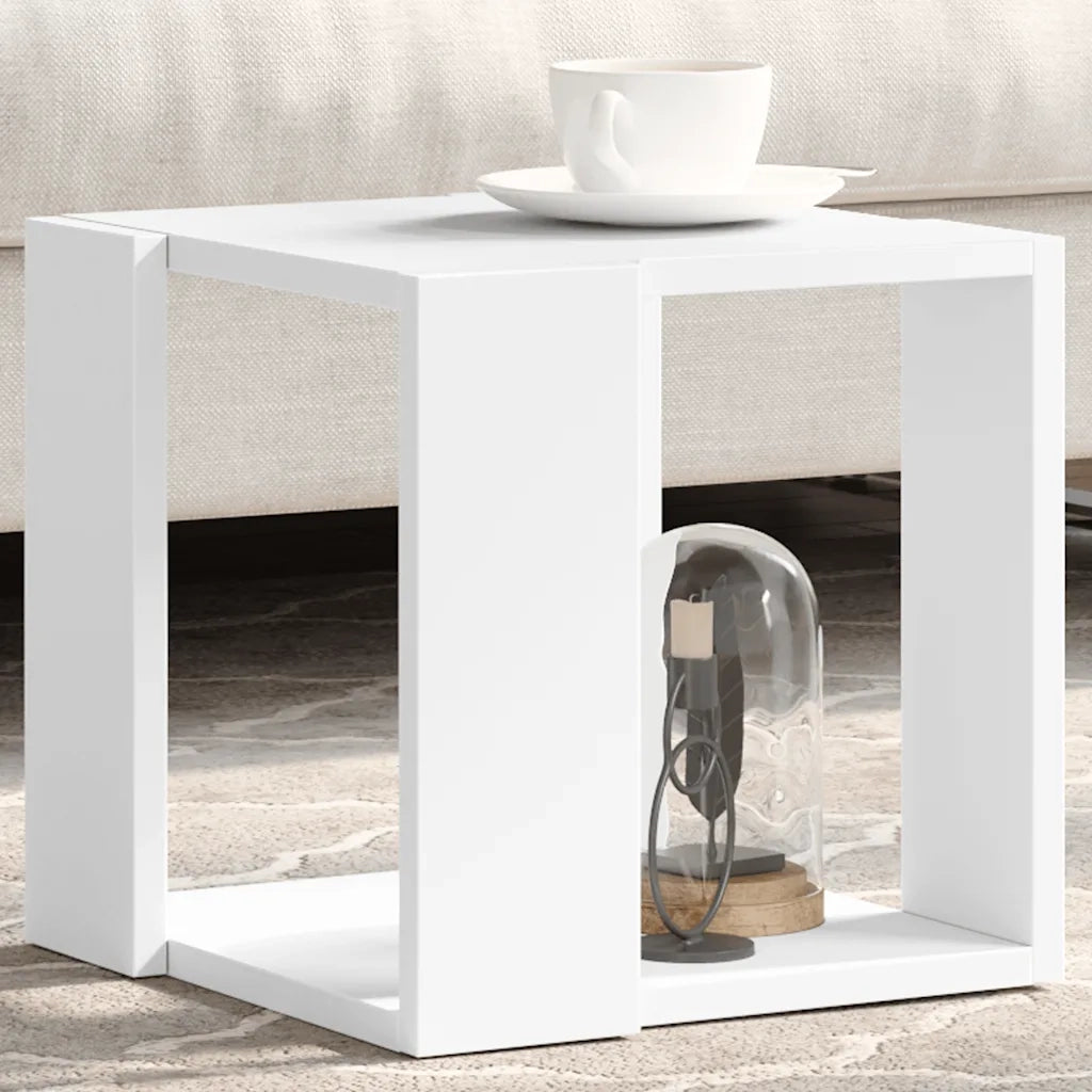 Tavolino da Salotto-Tavolino da soggiorno-Tavolo Bianco 32x32x30 cm in Legno Multistrato