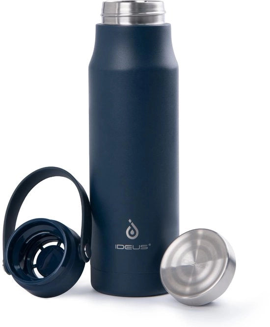 Vacca a vuoto isolata da acqua, 24oz (710ml), flusso in acciaio inossidabile con doppia parete, bottiglia sportiva in metallo con tappo a vite ermetico (710ml, blu marino)