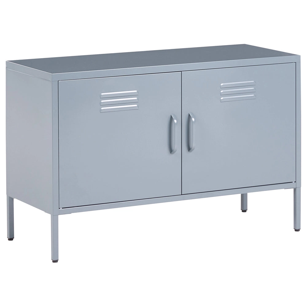 Credenza a 2 ante in acciaio grigio Home Office Mobili Ripiani Tappi per gambe Design industriale