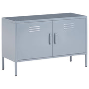 Credenza a 2 ante in acciaio grigio Home Office Mobili Ripiani Tappi per gambe Design industriale