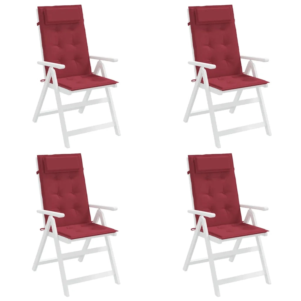 Cuscini Sedia con Schienale Alto 4 pz Rosso Vino Tessuto Oxford 361902