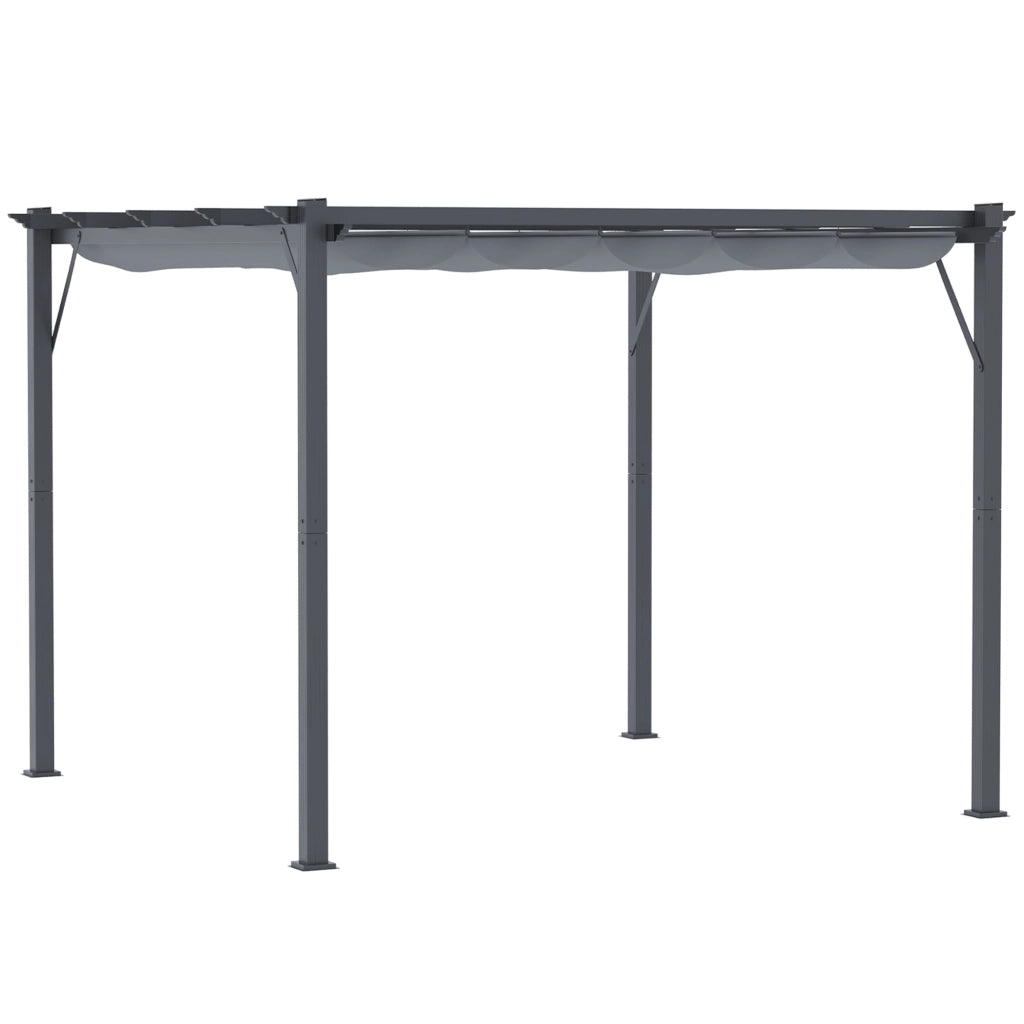 Padiglione Pergola Patio Roof con Tetto Scorrevole Giardino Alluminio Grigio Carbone + Grigio Scuro 3x3x2.23m