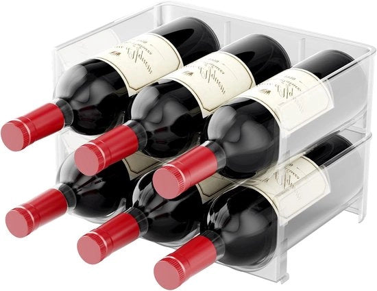 Flessenrek a stappello per vino - Capacità 6 bottiglie - 2 pezzi - Materiale plastico
