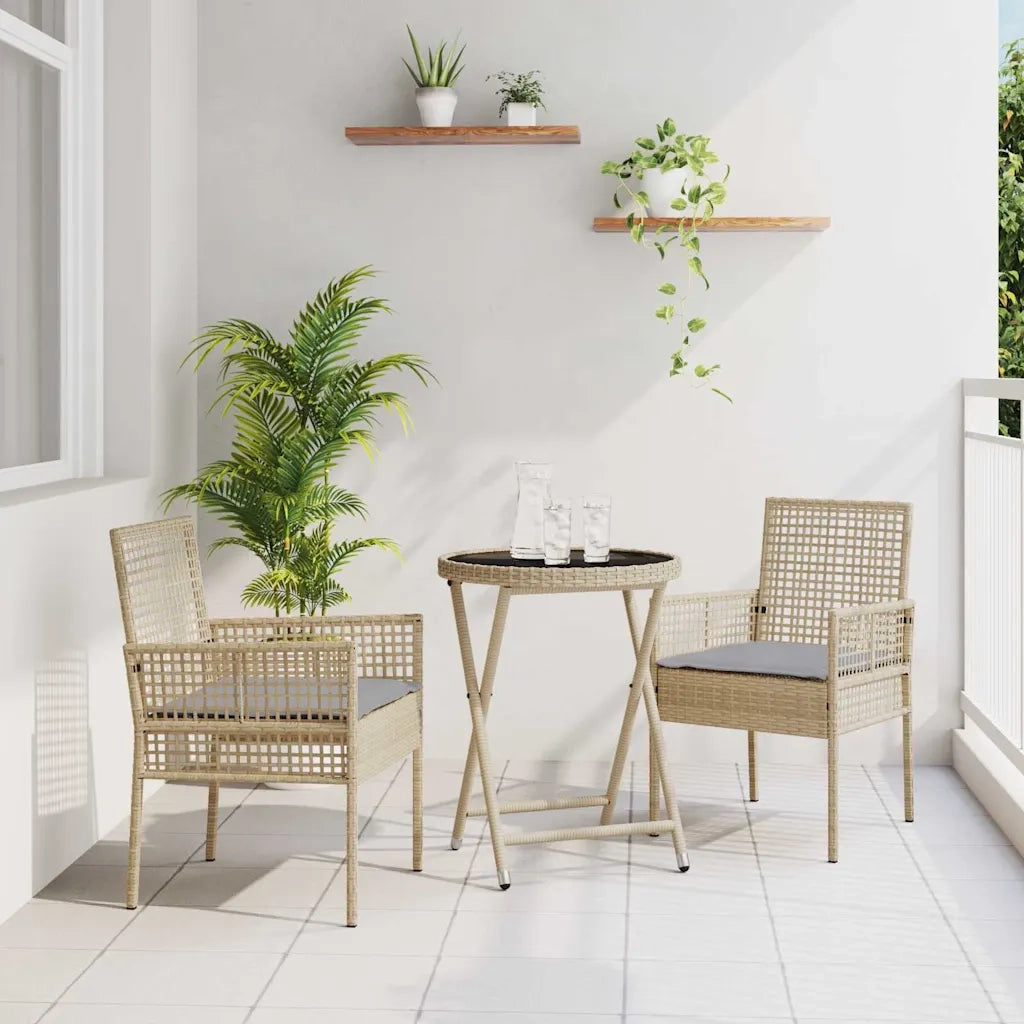 Set Bistro da Giardino 3 pcs Beige polyrattan 3334965