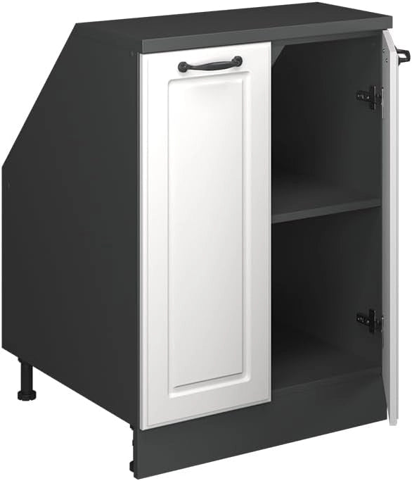 Mobile sottotetto Rion, Bianco casa di campagna, 60 x 81.6 cm con 2 porte, carcassa 60 cm profondità, adatto per il salvaspazio sotto tetti spioventi