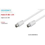Trade Shop - Cavo 1,5 Metri Antenna Tv Maschio/femmina Schermato Prolunga Maxtech At-001-1.5m -