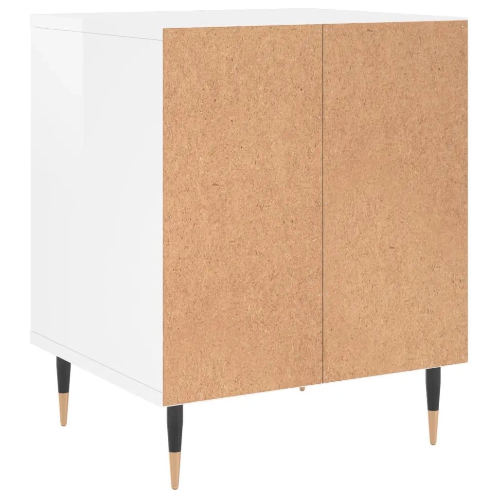 Comodino-Tavolino da notte Bianco Lucido 40x35x50 cm in Legno Multistrato 146682