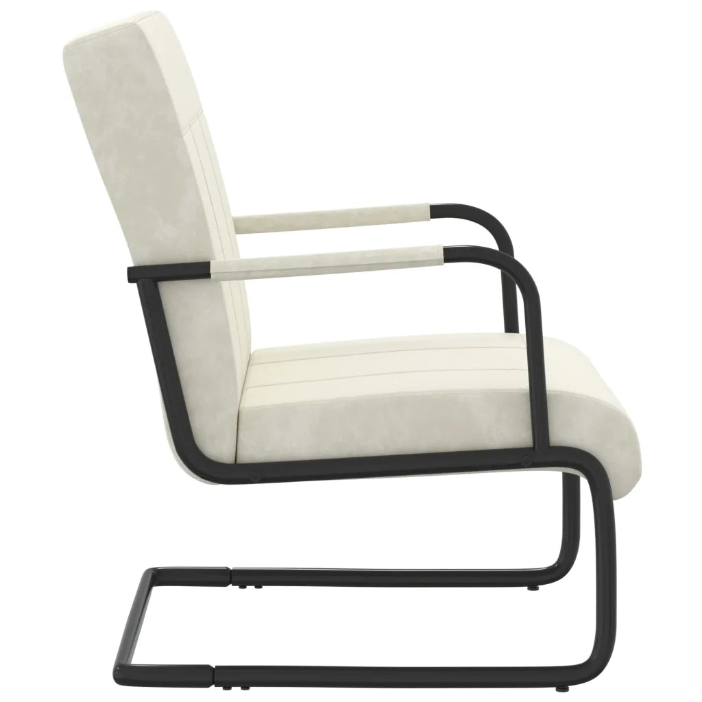 Sedia a Sbalzo Bianco Crema in Velluto 325797