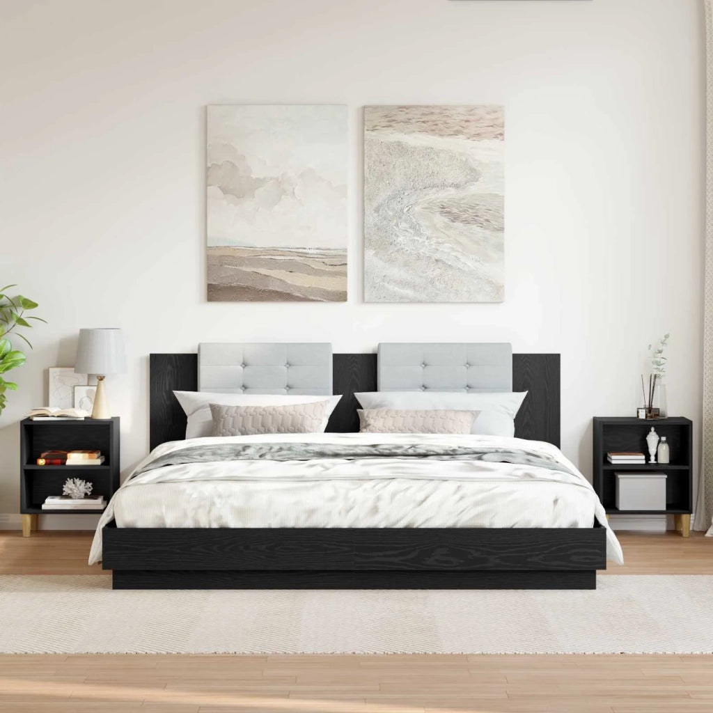 Armadietto per letto 2 pz Rovere Nero 40 x 30 x 50 cm CFW4891578