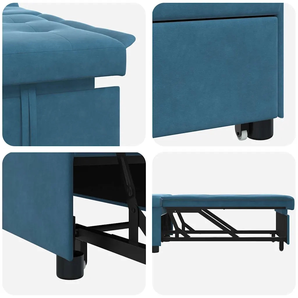 Divano letto | Sof¨¤ letto | Letto singolo Blu 194 x 67 x 82 cm Velluto