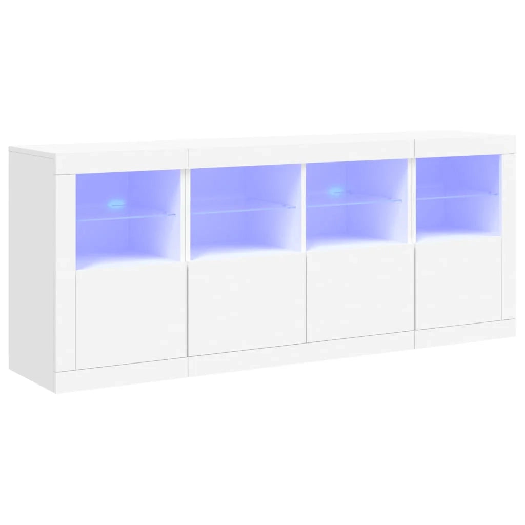 Buffet credenza cassettiera armadio mobile contenitore organizer per cucina soggiorno salotto con luci LED 163 x 37 x 67 cm bianco 02_0029835