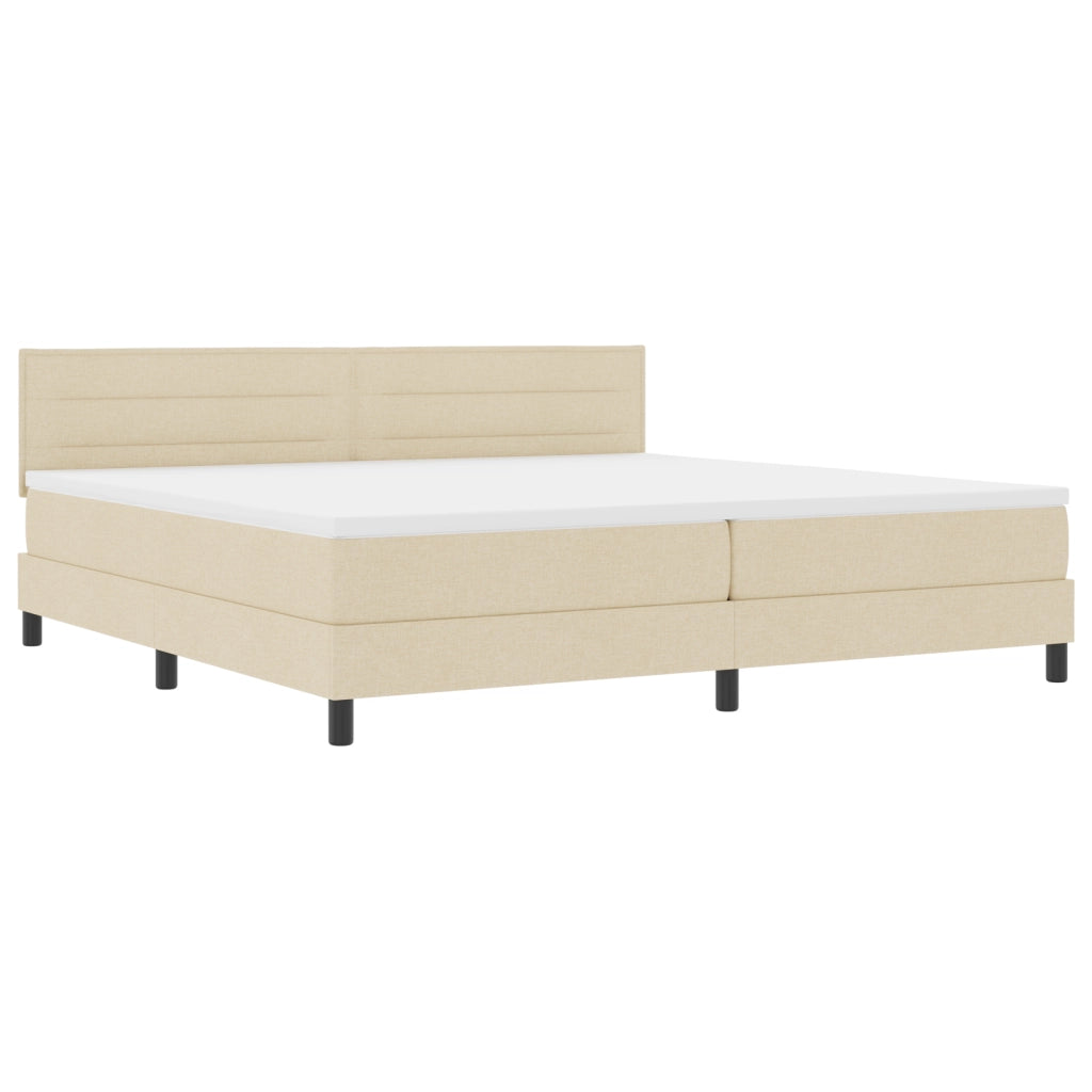 Letto Box Spring con Materasso Crema 200x200 cm Tessuto