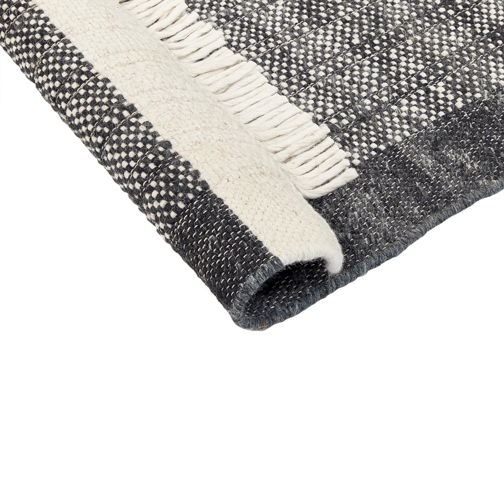 Tappeto in lana bianco sporco nero 160 x 230 cm nappe fatte a mano moderno
