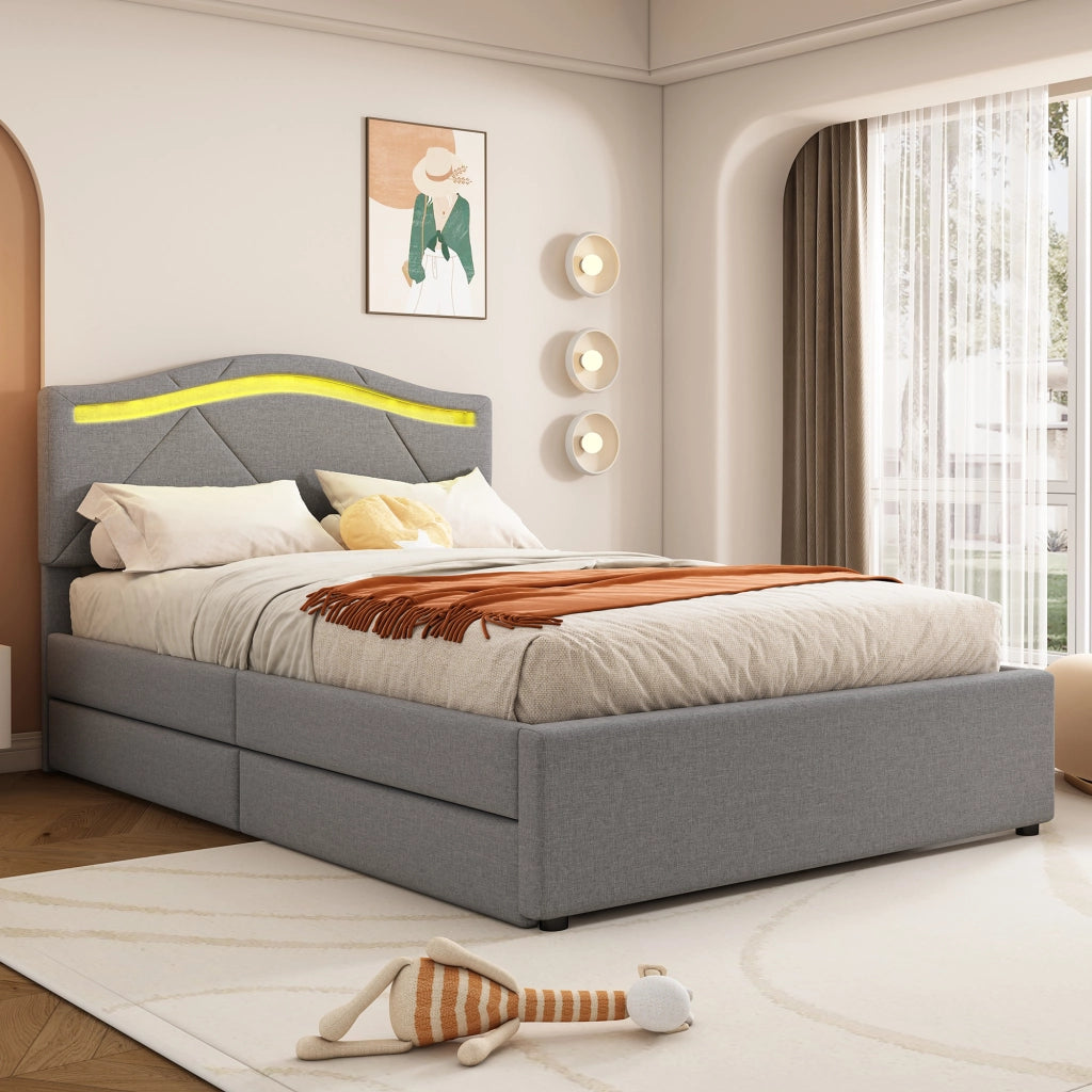letto imbottito lino grigio 90 x 200 cm