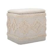Pouf contenitore Jarrar, Baule contenitore, Supporto per divano, Poggiapiedi con box, Bianco, 40x40 h40 cm