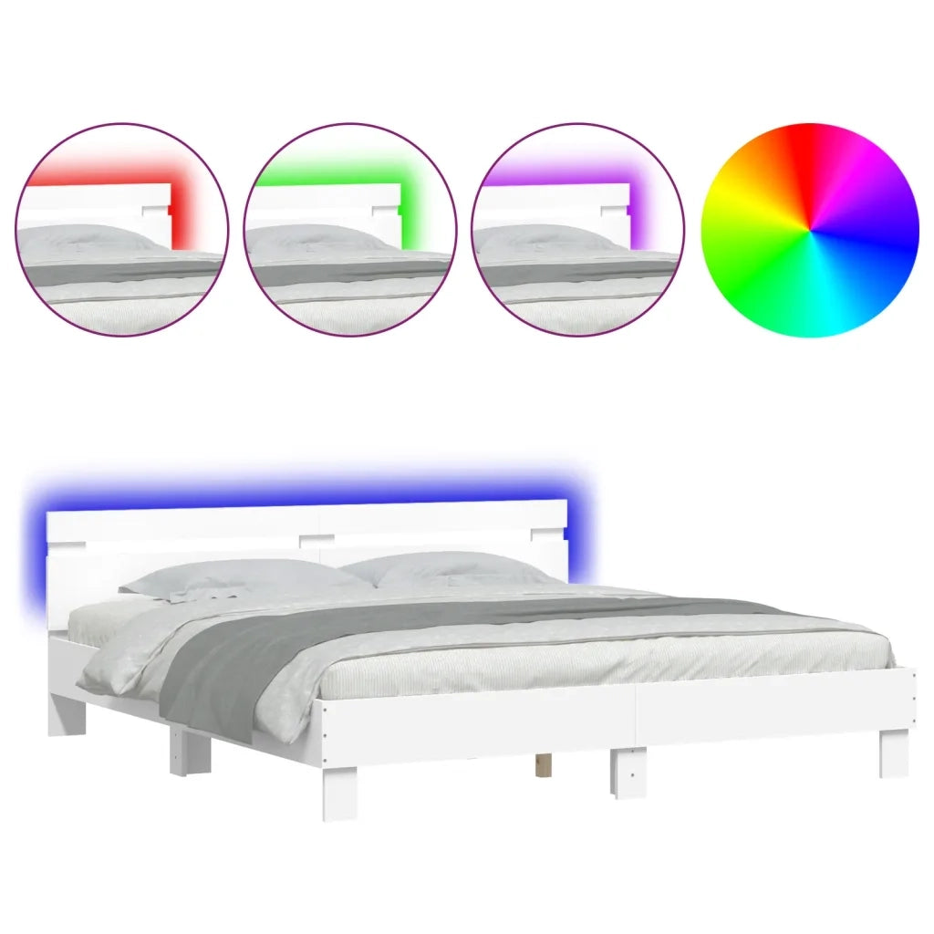 Giroletto con LED senza Materasso-Struttura Letto Bianco 180x200 cm 657933
